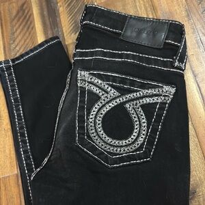 Big Star Women's Skinny Jeans - Black with White Stitching